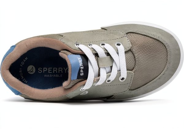 Sperry Boys Sneakers Leather Grey Memory Foam Comfort-4