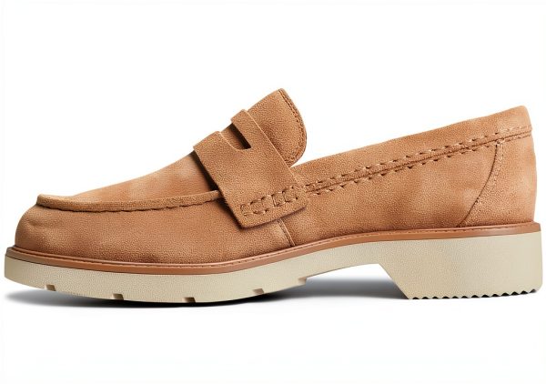 Sperry Womens Loafers Leather Memory Foam Sand Penny Keeper-0