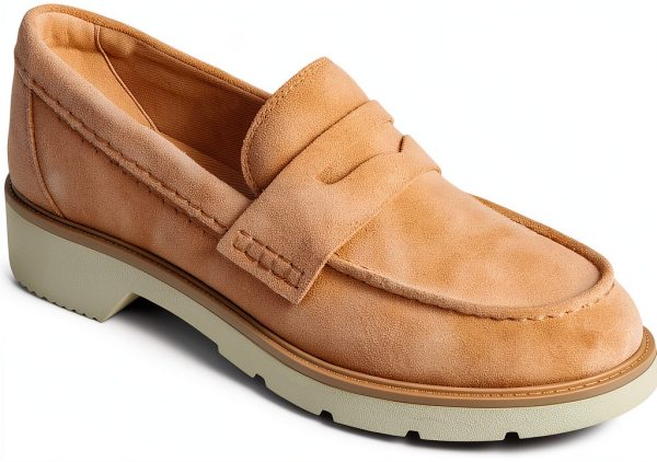 Sperry Womens Loafers Leather Memory Foam Sand Penny Keeper-1