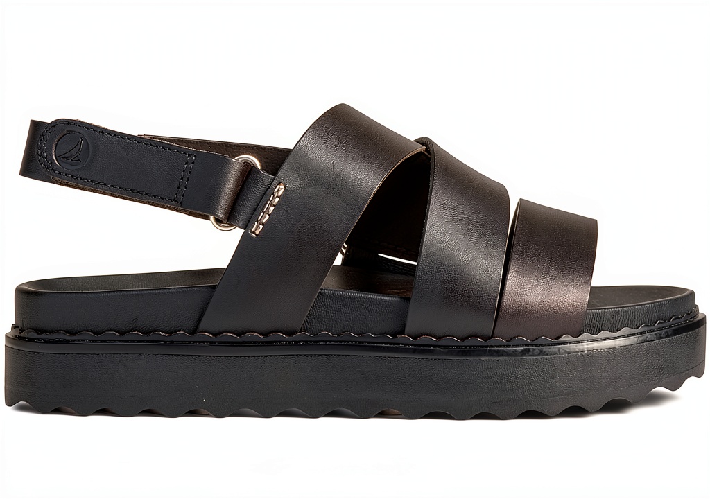 Installing Sperry Womens Platform Sandals Leather Multi Color Comfort on a wooden desk