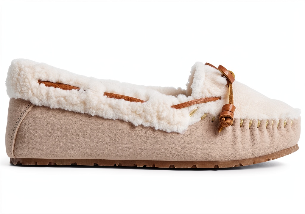 Sperry womens slippers in rose color on a cozy rug