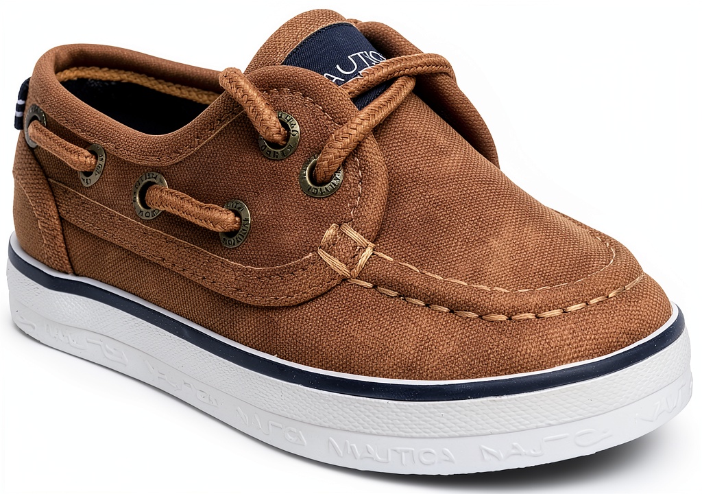 Nautica boys loafers in Cognac color on a child's feet