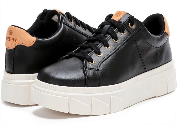 Sperry Womens Leather Sneakers Plushstep Technology Black-2