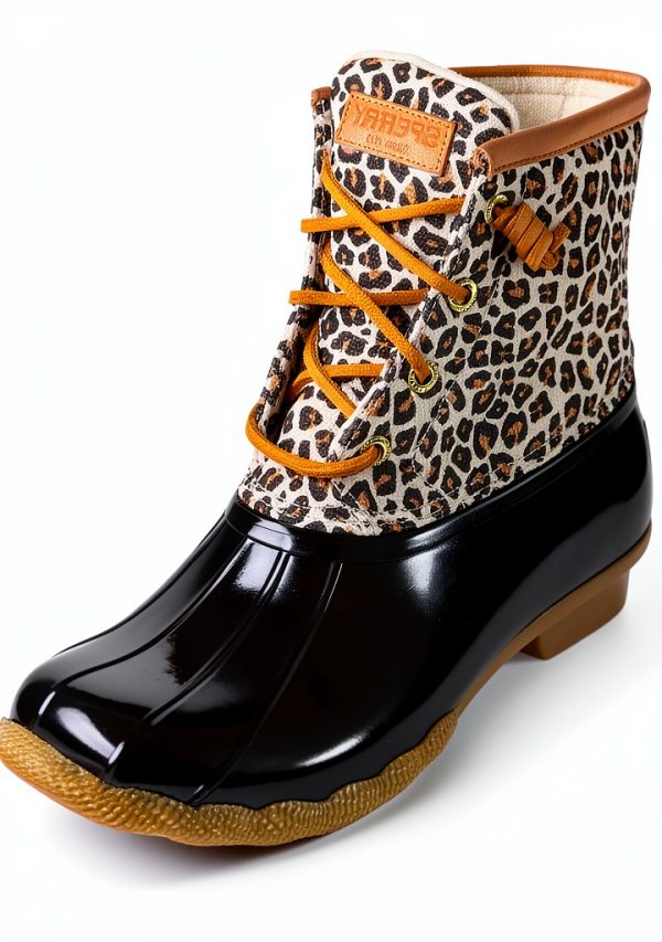 Sperry Womens Animal Print Boots Waterproof Traction Multi-0