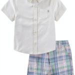 Sperry Baby Boys Cotton Shirt Shorts Set Beige Nautical-0