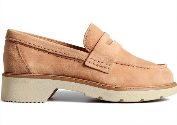 Sperry Womens Loafers Leather Memory Foam Sand Penny Keeper-2