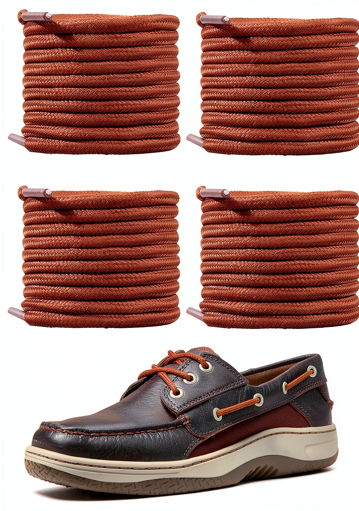 Pavo replacement shoelaces in Tan and Brown colors with threading tools