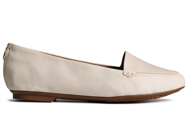 Sperry Womens Leather Flats OrthoLite Footbed Ivory-4