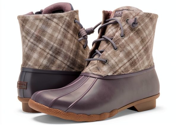 Sperry Womens Waterproof Rain Boots Plaid Duck Shell-6