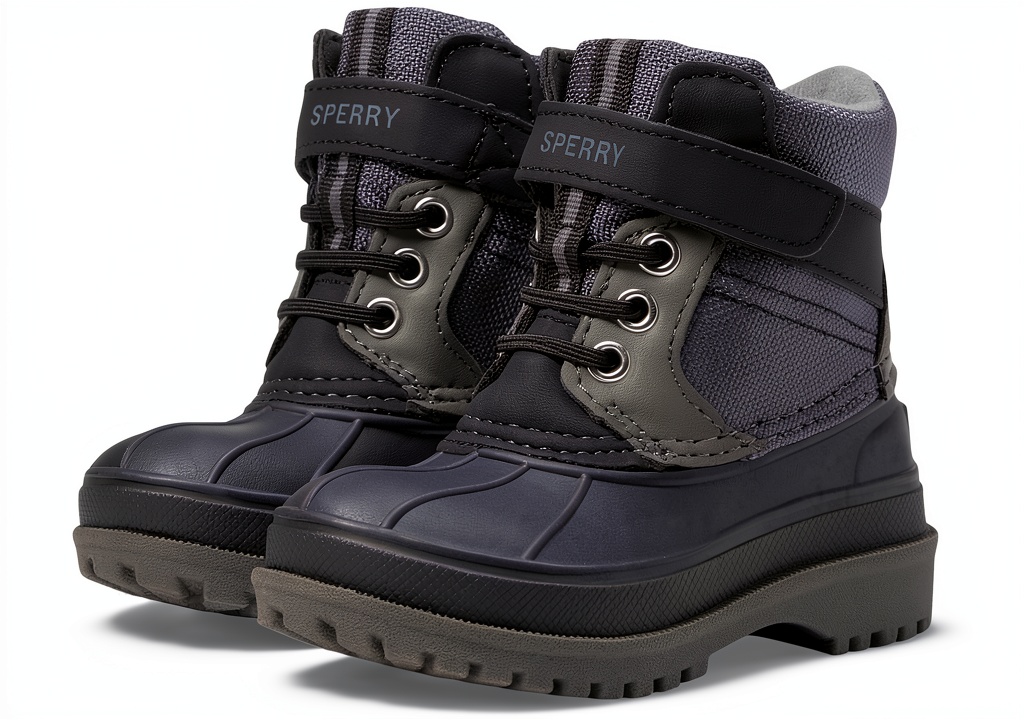 Sperry kids boots in multiple colors on a neutral background