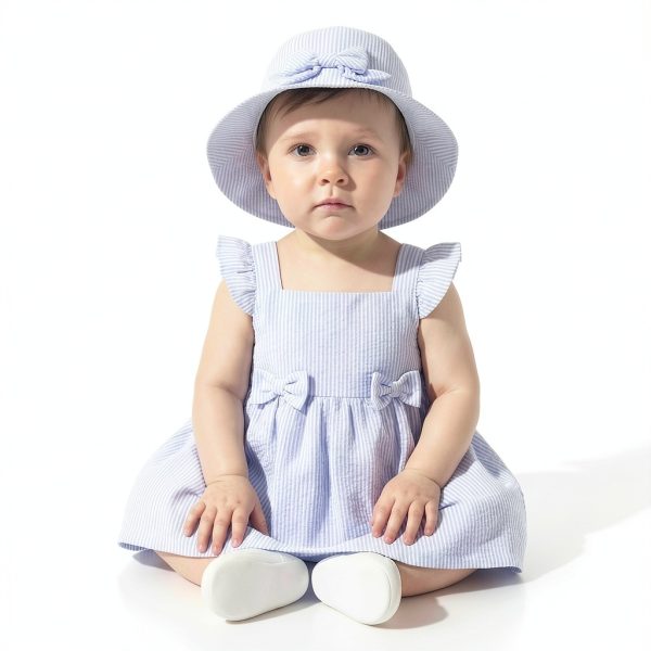 Sperry Baby Girls Seersucker Dress Blue Cotton-1