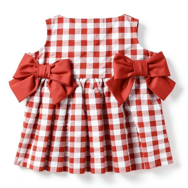 Sperry Girls Gingham Dress with Bucket Bag Cotton-4