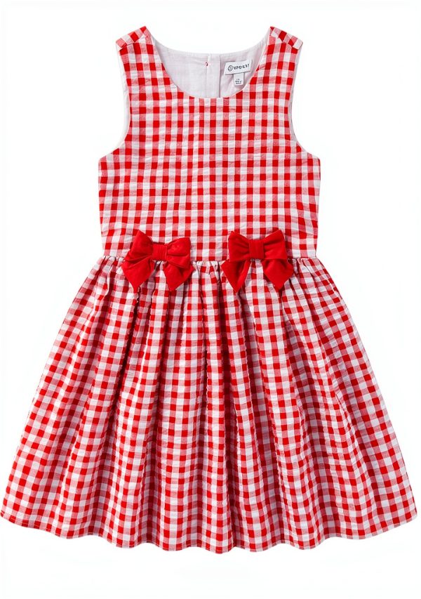 Sperry Girls Gingham Dress with Bucket Bag Cotton-2