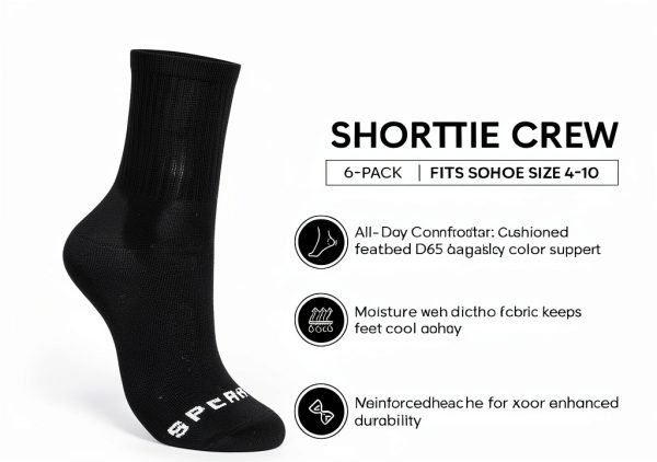 Women's Black Poly-Cotton Crew Socks by Premium Brand-2