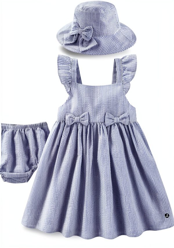 Sperry Baby Girls Seersucker Dress Blue Cotton-0